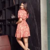Coral Bloom Mini Dress